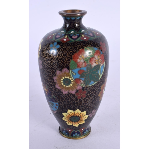 1895 - A SIMILAR SMALLER 19TH CENTURY JAPANESE MEIJI PERIOD CLOISONNE ENAMEL VASE decorated with roundels. ... 