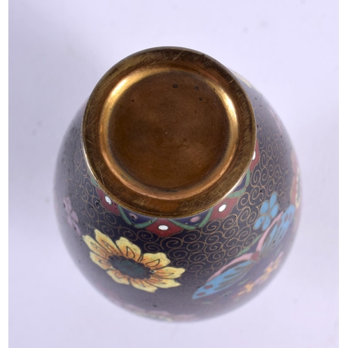 1895 - A SIMILAR SMALLER 19TH CENTURY JAPANESE MEIJI PERIOD CLOISONNE ENAMEL VASE decorated with roundels. ... 