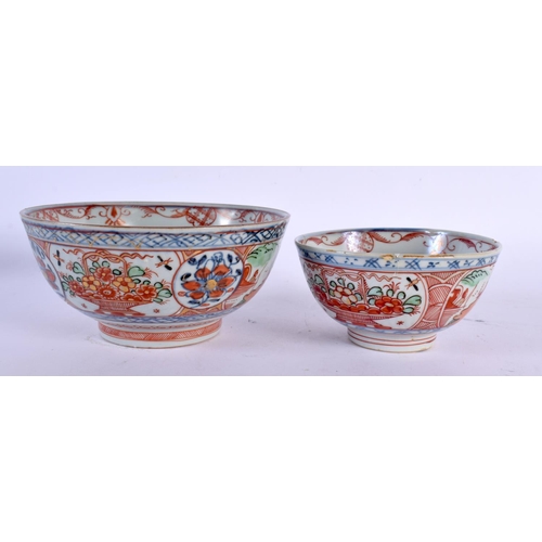 1896 - TWO 18TH CENTURY CHINESE EXPORT 'DUTCH DECORATED' PORCELAIN BOWLS Qianlong. Largest 15 cm diameter. ... 