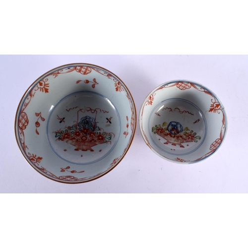 1896 - TWO 18TH CENTURY CHINESE EXPORT 'DUTCH DECORATED' PORCELAIN BOWLS Qianlong. Largest 15 cm diameter. ... 