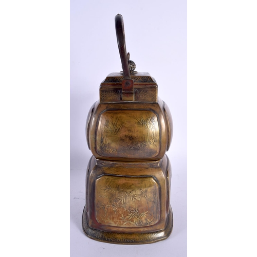 1902 - A RARE LATE 19TH CENTURY CHINESE PAKTONG SPIRIT BURNER KETTLE ON STAND decorated with landscapes. 31... 