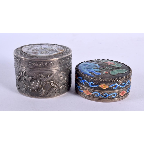 1916 - AN EARLY 20TH CENTURY CHINESE SILVER AND ENAMEL BOX Late Qing/Republic, together with another Chines... 