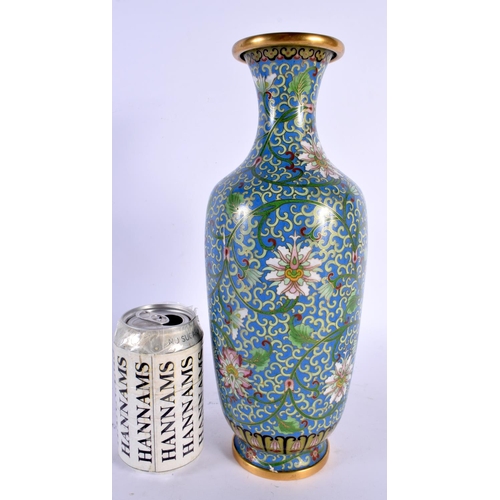 1917 - A LATE 19TH CENTURY CHINESE CLOISONNE ENAMEL VASE decorated with foliage and vines. 32 cm high.