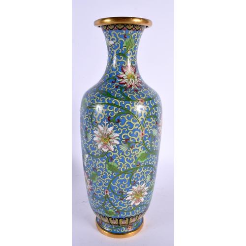 1917 - A LATE 19TH CENTURY CHINESE CLOISONNE ENAMEL VASE decorated with foliage and vines. 32 cm high.