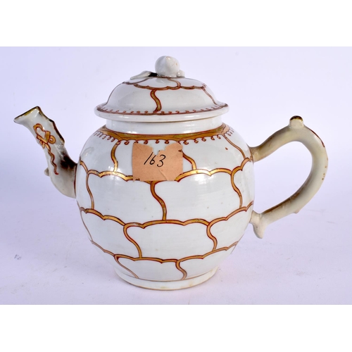 1920 - AN 18TH CENTURY CHINESE EXPORT PORCELAIN TEAPOT AND COVER Qianlong, with highly unusual gilt panelle... 