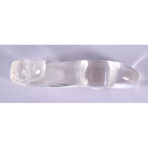 1929 - A RARE 19TH CENTURY CHINESE CARVED ROCK CRYSTAL BELT HOOK Qing. 9 cm long.