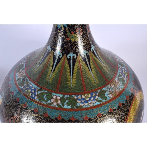 1942 - A LARGE 19TH CENTURY CHINESE CLOISONNE ENAMEL DRAGON VASE Qing. 39 cm x 16 cm.