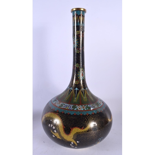 1942 - A LARGE 19TH CENTURY CHINESE CLOISONNE ENAMEL DRAGON VASE Qing. 39 cm x 16 cm.