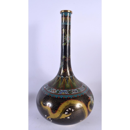 1942 - A LARGE 19TH CENTURY CHINESE CLOISONNE ENAMEL DRAGON VASE Qing. 39 cm x 16 cm.