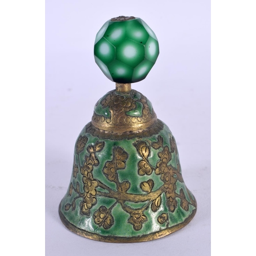 1954 - AN EARLY 20TH CENTURY CHINESE ENAMELLED PEKING GLASS BELL Late Qing/Republic. 10 cm high.