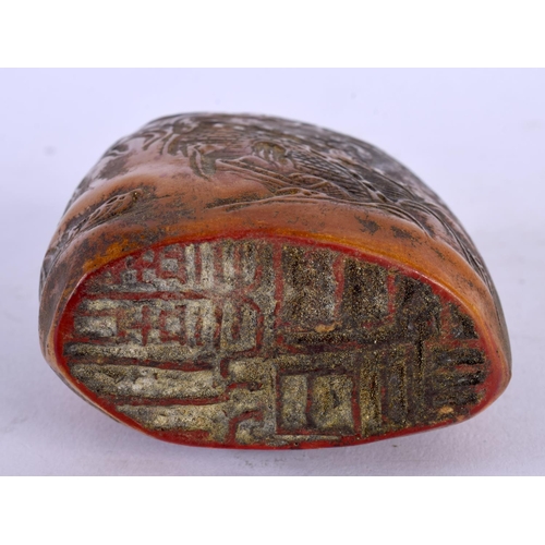 1961 - A CHINESE CARVED SOAPSTONE BOULDER 20th Century. 10 cm x 7 cm.