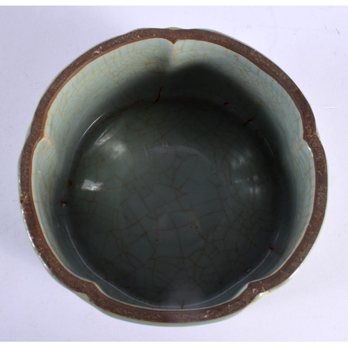 1967 - A VERY UNUSUAL CHINESE RU WARE BRUSH WASHER CENSER probably Qing dynasty. 15 cm x 10 cm.