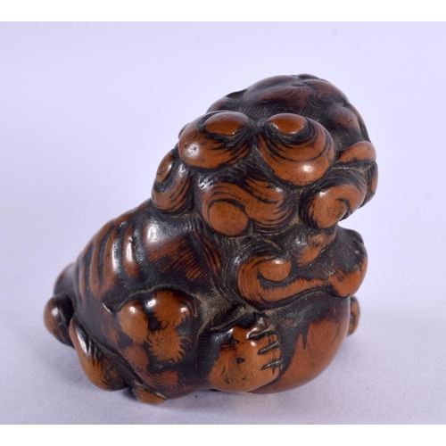 2017 - A RARE 19TH CENTURY JAPANESE MEIJI PERIOD CARVED RHINOCEROS HORN NETSUKE together with a C1800 boxwo... 