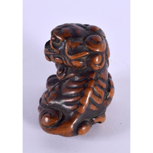 2017 - A RARE 19TH CENTURY JAPANESE MEIJI PERIOD CARVED RHINOCEROS HORN NETSUKE together with a C1800 boxwo... 