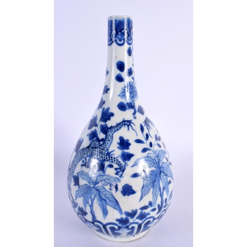 2032 - A 19TH CENTURY CHINESE BLUE AND WHITE PORCELAIN VASE bearing Kangxi marks to base. 22 cm high.