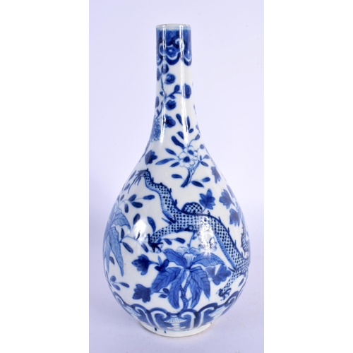 2032 - A 19TH CENTURY CHINESE BLUE AND WHITE PORCELAIN VASE bearing Kangxi marks to base. 22 cm high.