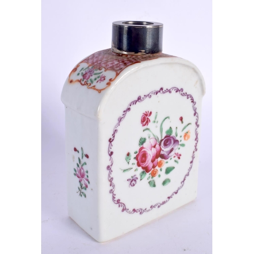 2035 - AN 18TH CENTURY CHINESE EXPORT FAMILLE ROSE TEA CADDY Qianlong. 12 cm high.