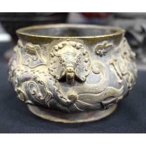 2433 - A CHINESE BRONZE CENSER 20th Century. 12 cm wide.