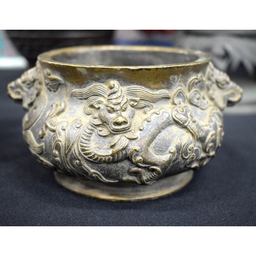 2433 - A CHINESE BRONZE CENSER 20th Century. 12 cm wide.