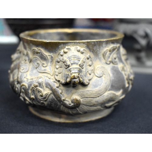 2433 - A CHINESE BRONZE CENSER 20th Century. 12 cm wide.