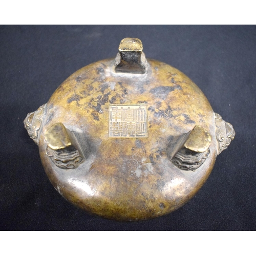 2434 - A CHINESE BRONZE CENSER 20th Century. 15 cm wide.