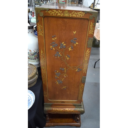 2437 - A FINE 19TH CENTURY JAPANESE MEIJI PERIOD SILVER INLAID CABINET decorated with foliage. 140 cm x 100... 