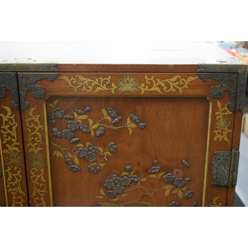 2437 - A FINE 19TH CENTURY JAPANESE MEIJI PERIOD SILVER INLAID CABINET decorated with foliage. 140 cm x 100... 