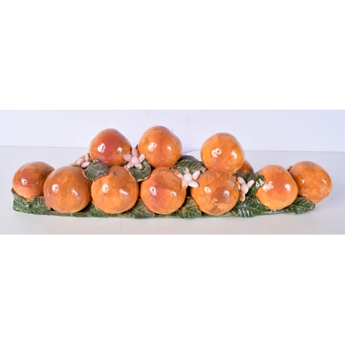 3001 - A large Majolica Orange branch wall hanging 48 cm.