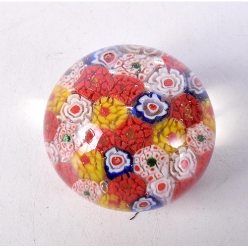 3016 - A collection of Millefiori paperweights together with two other paperweights largest 6 x 8 cm. (6).