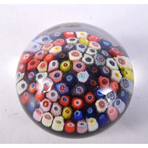 3016 - A collection of Millefiori paperweights together with two other paperweights largest 6 x 8 cm. (6).