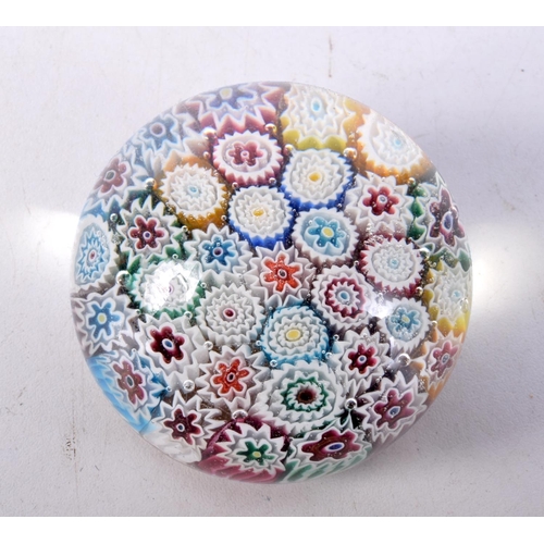 3016 - A collection of Millefiori paperweights together with two other paperweights largest 6 x 8 cm. (6).