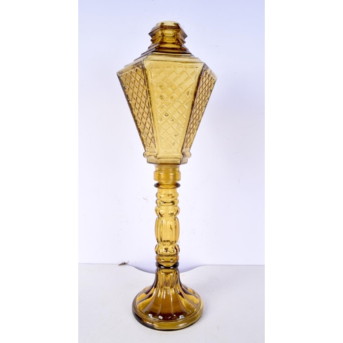 3019 - A large Italian glass Lantern post candlestick holder 50 cm .