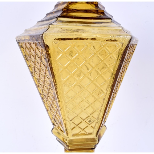 3019 - A large Italian glass Lantern post candlestick holder 50 cm .