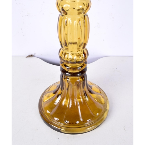 3019 - A large Italian glass Lantern post candlestick holder 50 cm .