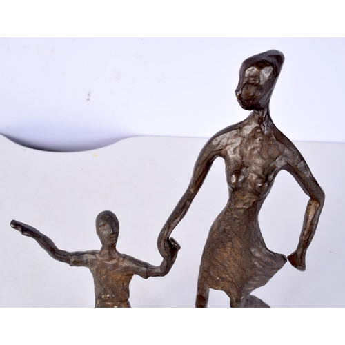 3024 - A stylised bronze of a female and a child 25 cm.