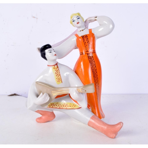 3043 - A Pre Soviet Polonsky porcelain figurine of a dancer and a musician 16 cm.