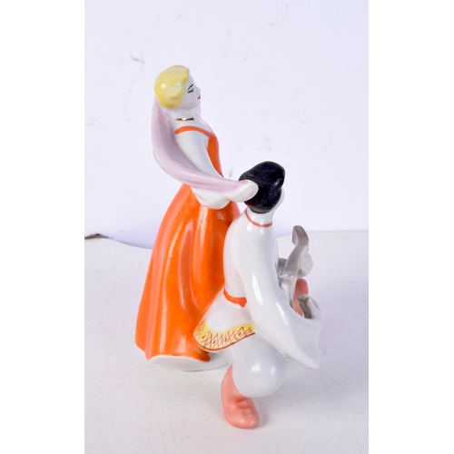 3043 - A Pre Soviet Polonsky porcelain figurine of a dancer and a musician 16 cm.