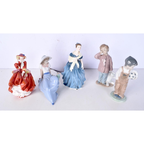 3053 - A collection of ceramic figures including a Beswick Cat, Nao, Royal Doulton largest 21 cm.(8).