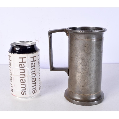 3071 - A 19th Century pewter Demi litre measure with date stamps 15 cm.