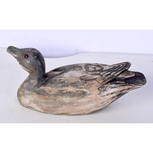 3077 - A collection of antique Wooden Duck decoys stamped to base  largest 21 cm (3).