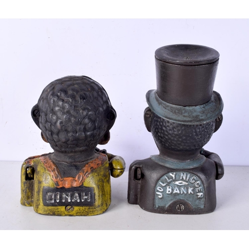 3080 - A pair of cast iron automaton money banks largest 20 cm (2).