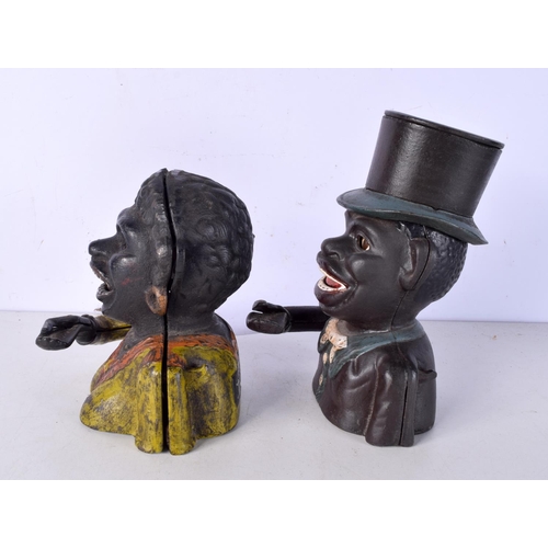 3080 - A pair of cast iron automaton money banks largest 20 cm (2).