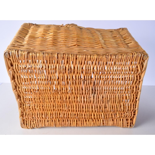 3083 - A pair of  wicker peacock chair plant stands together with a large log basket 41 cm (2).