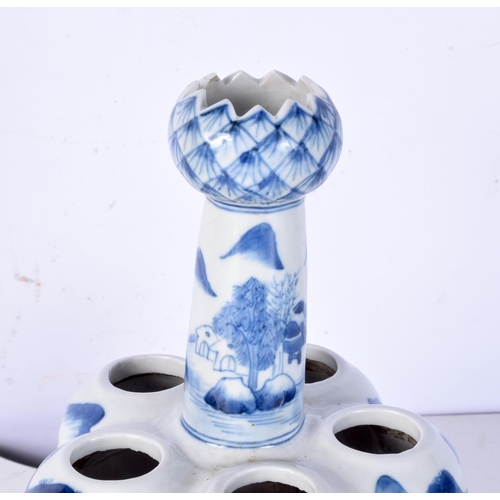 3093 - A Chinese porcelain blue and white tulip vase decorated with a landscape 24  cm.