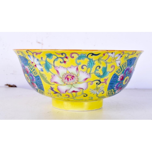 3096 - A Chinese porcelain polychrome bowl  decorated with foliage  8 x 16 cm.