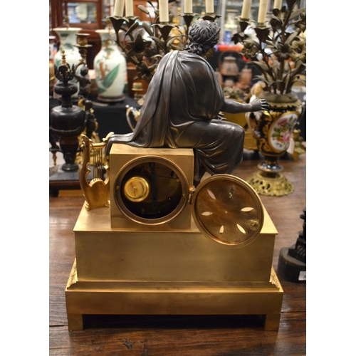 3878 - A LARGE GILT BRONZE FIGURAL CLOCK. 55 cm x 45 cm.