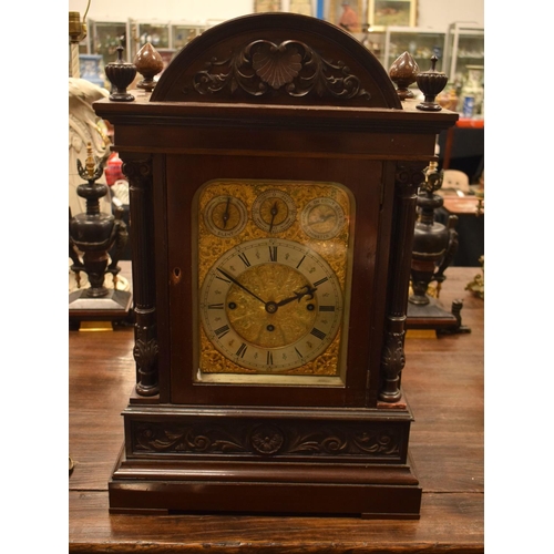 3879 - A LARGE ANTIQUE BRACKET CLOCK ON BELLS. 67 cm x 40 cm.