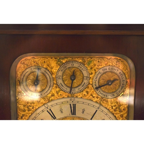 3879 - A LARGE ANTIQUE BRACKET CLOCK ON BELLS. 67 cm x 40 cm.