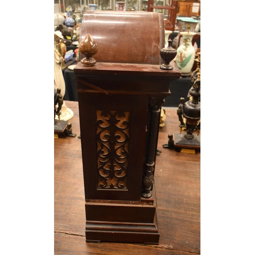 3879 - A LARGE ANTIQUE BRACKET CLOCK ON BELLS. 67 cm x 40 cm.