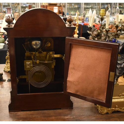 3879 - A LARGE ANTIQUE BRACKET CLOCK ON BELLS. 67 cm x 40 cm.